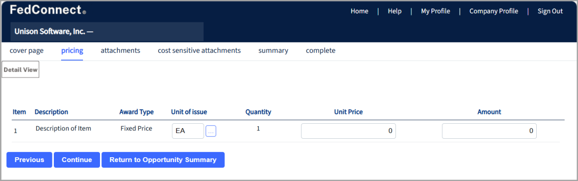 Pricing Page in Grid View